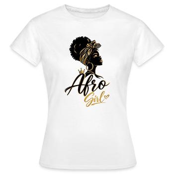 Afro Girl Dorée – Élégance Noire - T-shirt Femme - blanc - Devant - AI Model Female 172 dark (172cm)