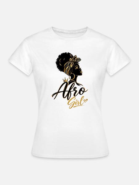 Golden Afro Girl – Schwarze Eleganz - Frauen T-Shirt - Weiß