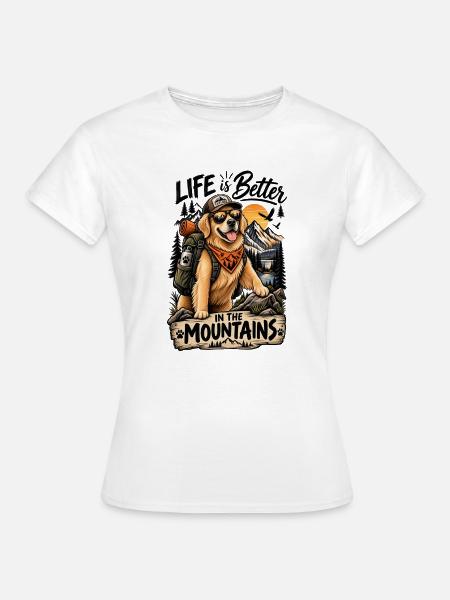 Abenteuerhund Bergleben - Frauen T-Shirt - Weiß