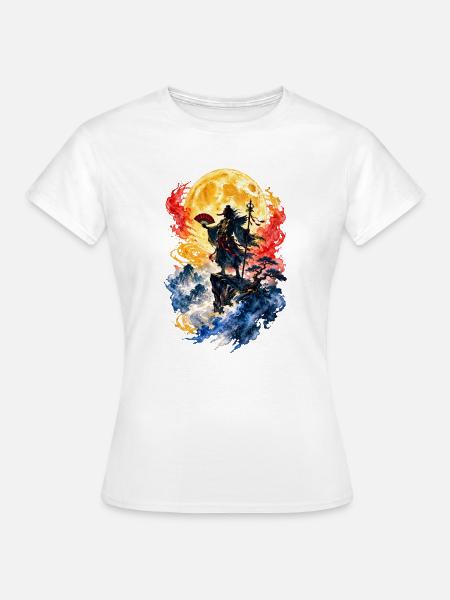 Tengu Mondkrieger Japan Aquarell - Frauen T-Shirt - Weiß