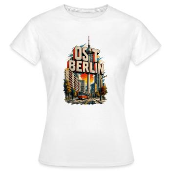 Ost-Berlin – Fernsehturm und Plattenbau - Frauen T-Shirt - Weiß - Vorne - AI Model Female 172 dark (172cm)