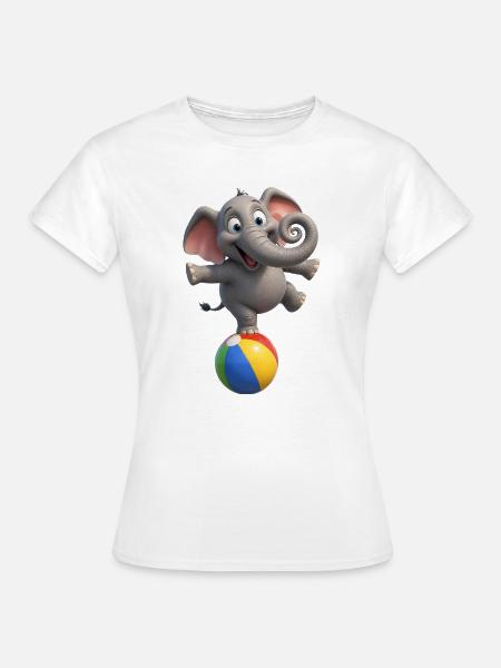 Elefantenpendel auf Ballon - Frauen T-Shirt - Weiß