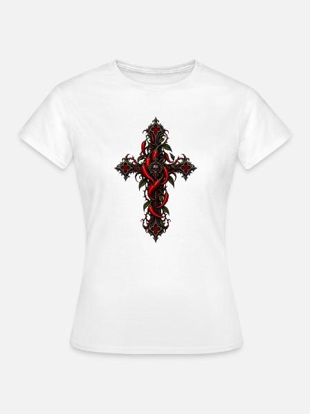 Gothic Chili Kreuz - Frauen T-Shirt - Weiß