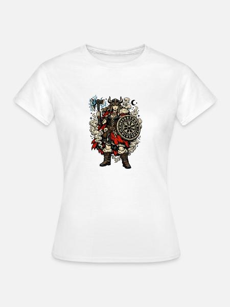 Wikinger Krieger Schild Runen - Frauen T-Shirt - Weiß