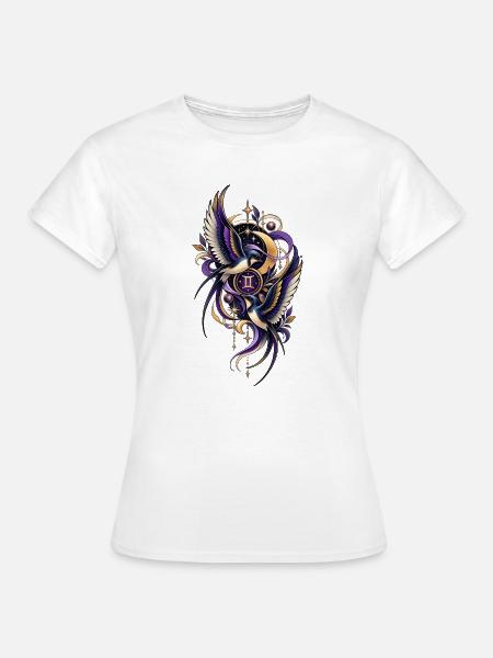 Sternzeichen Zwillinge – Celestial Schwalben - Frauen T-Shirt - Weiß