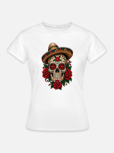 Mexikanischer Schädel - Frauen T-Shirt - Weiß