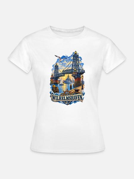 Wilhelmshaven Hafenbrücke Motiv - Frauen T-Shirt - Weiß