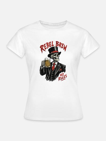 Rebel Brew Skull ohne Regeln - Frauen T-Shirt - Weiß