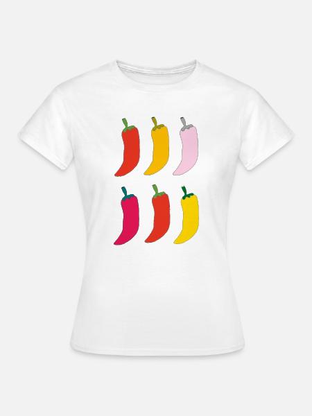 Farbenfrohe Chili Popart - Frauen T-Shirt - Weiß
