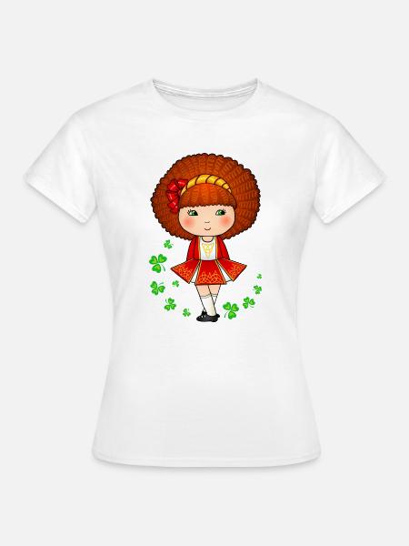 Süßes irisches Tänzermädchen im roten Kleid - Frauen T-Shirt - Weiß