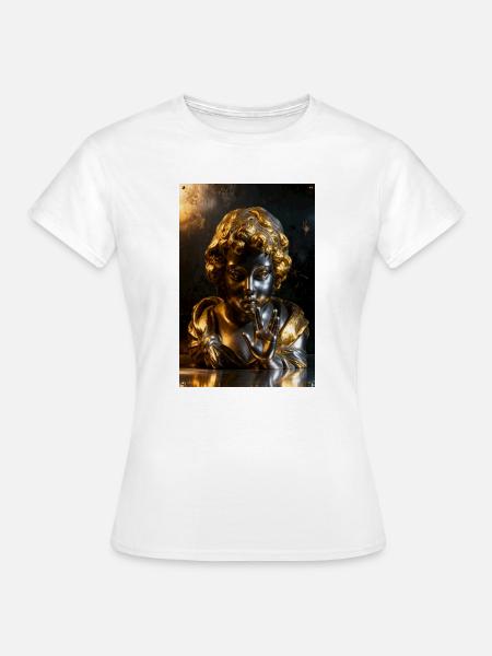Goldene Shush-Cherub-Büste - Frauen T-Shirt - Weiß
