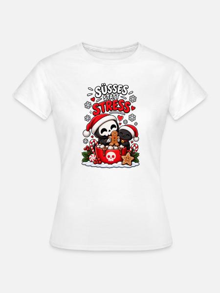 Süßes statt Stress Weihnachten - Frauen T-Shirt - Weiß