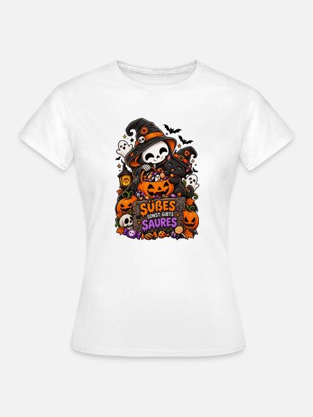 Süßes oder Saures Halloween Katze - Frauen T-Shirt - Weiß