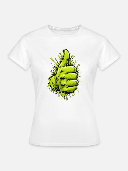 Neon Grüner Daumen Graffiti - Frauen T-Shirt - Weiß