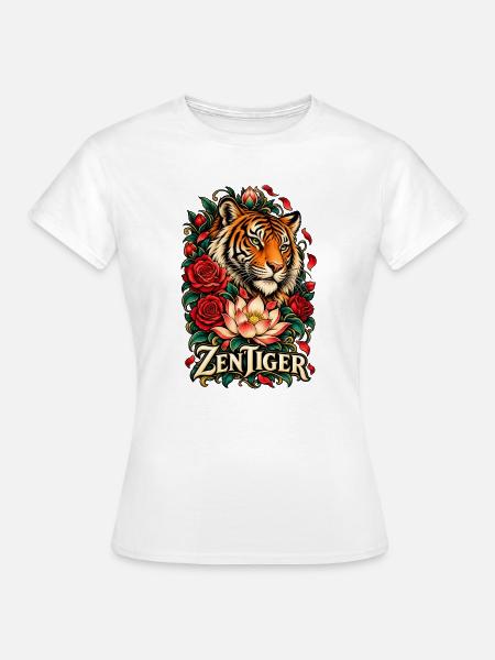 ZenTiger Florale Kraft - Frauen T-Shirt - Weiß