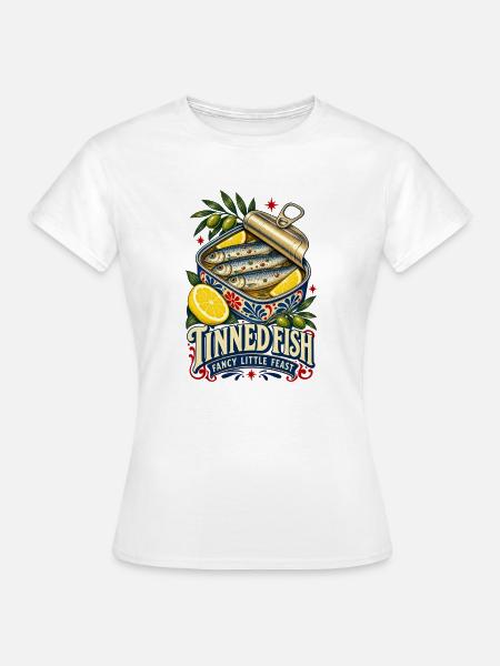Dosenfisch-Stil Retro-Dosensardinen - Frauen T-Shirt - Weiß
