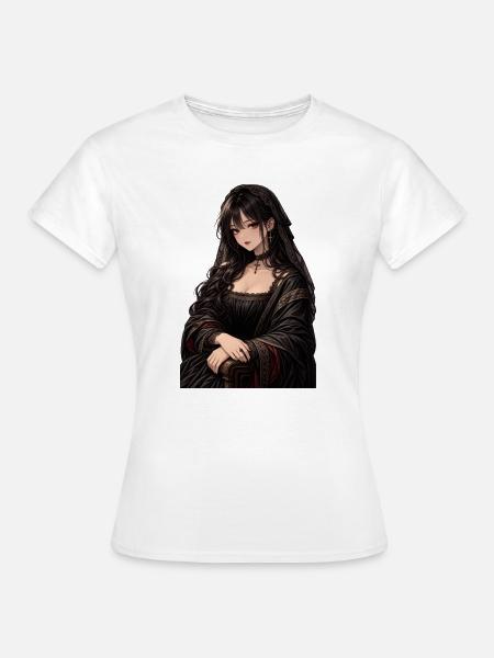 Gothic Mona Lisa mit Kreuz - Frauen T-Shirt - Weiß