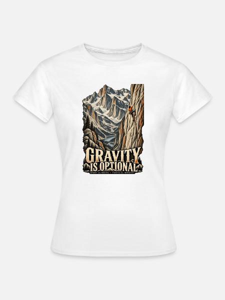 Gravity Is Optional – Sportklettern Vintage - Frauen T-Shirt - Weiß