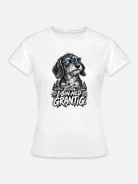 Grantiger Hund mit Brille - Frauen T-Shirt - Weiß