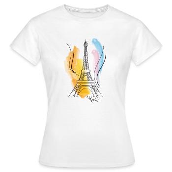 Eiffelturm Zeichnung - Frauen T-Shirt - Weiß - Vorne - AI Model Female 172 dark (172cm)