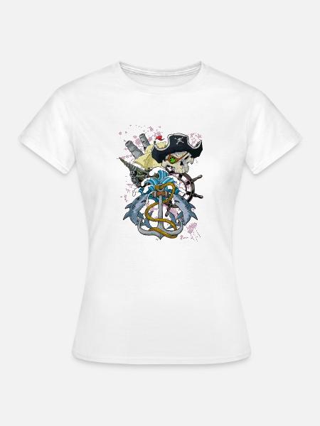 Piratenschädel - Frauen T-Shirt - Weiß