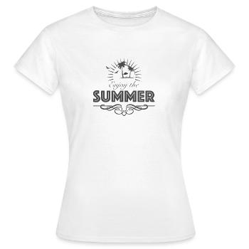 Soleil d'été plage mer palmiers - T-shirt Femme - blanc - Devant - AI Model Female 172 dark (172cm)