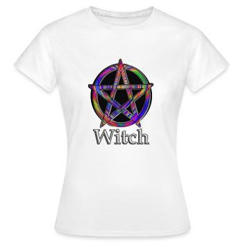 Pentagramme avec inscription Witch - T-shirt Femme - blanc - Devant - AI Model Female 172 dark (172cm)