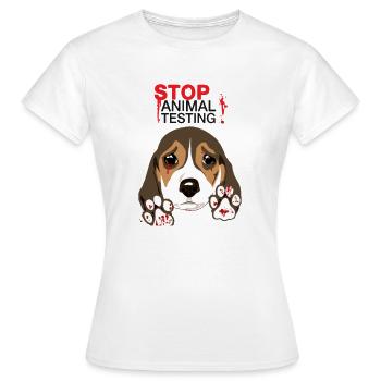ARRÊTER LES TESTS SUR LES ANIMAUX - T-shirt Femme - blanc - Devant - AI Model Female 172 dark (172cm)