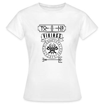 Viking, Viking, Odin, guerrier, Rune, Noir - T-shirt Femme - blanc - Devant - AI Model Female 172 dark (172cm)
