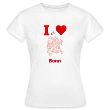Ich liebe Bonn Stadtplan mit Straßen - Frauen T-Shirt - Weiß - Vorne - AI Model Female 172 dark (172cm)