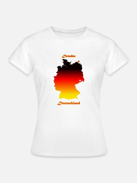 Deutschlandkarte mit der Stadt Dresden als Stern - Frauen T-Shirt - Weiß