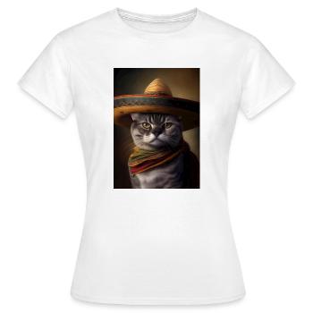 Cat With Sombrero - Frauen T-Shirt - Weiß - Vorne - AI Model Female 172 dark (172cm)