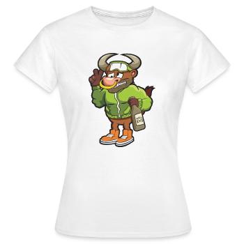 Taureau ivre avec une bouteille dans sa main ivre - T-shirt Femme - blanc - Devant - AI Model Female 172 dark (172cm)