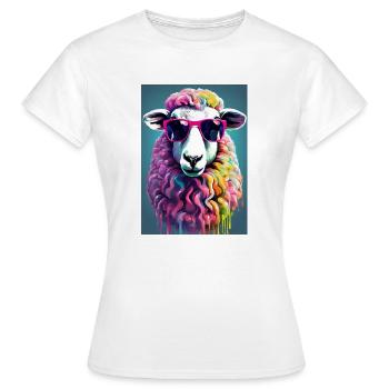 Schaf mit Brille - Frauen T-Shirt - Weiß - Vorne - AI Model Female 172 dark (172cm)