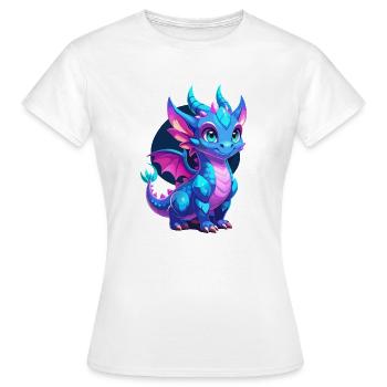 Mignon Dragon à écailles bleues - T-shirt Femme - blanc - Devant - AI Model Female 172 dark (172cm)