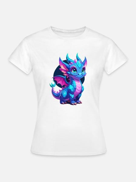 Niedlicher blauer geschuppter Drache - Frauen T-Shirt - Weiß