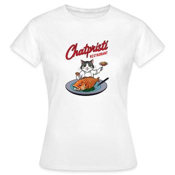 Chatpristi Restaurant - T-shirt Femme - blanc - Devant - AI Model Female 172 dark (172cm)