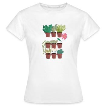 Topfpflanzen Trio - Frauen T-Shirt - Weiß - Vorne - AI Model Female 172 dark (172cm)