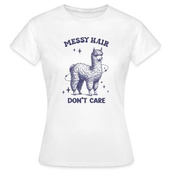 Messy Hair Don't Care Lustiges Alpaka - Frauen T-Shirt - Weiß - Vorne - AI Model Female 172 dark (172cm)