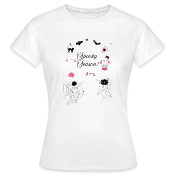 Saison effrayante illustrée en noir et rose - T-shirt Femme - blanc - Devant - AI Model Female 172 dark (172cm)