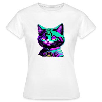 Chat funky - T-shirt Femme - blanc - Devant - AI Model Female 172 dark (172cm)