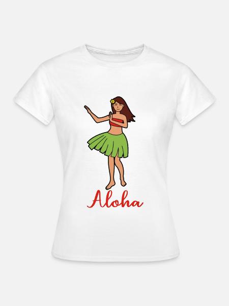 ALOHA Mädchen - Frauen T-Shirt - Weiß