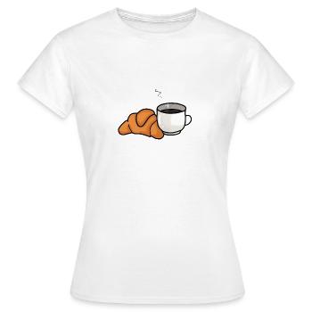 Café et croissant - T-shirt Femme - blanc - Devant - AI Model Female 172 dark (172cm)