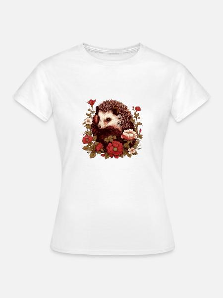 Igel im Blumenmeer - Frauen T-Shirt - Weiß