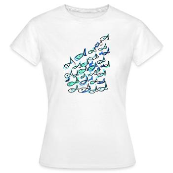 Fische, Fischschwarm, handgezeichnet, illustration - Frauen T-Shirt - Weiß - Vorne - AI Model Female 172 dark (172cm)