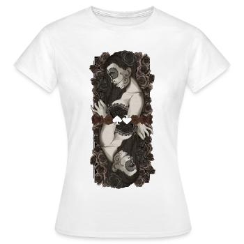 Deux catrines jumelles en roses - T-shirt Femme - blanc - Devant - AI Model Female 172 dark (172cm)
