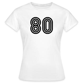 80. 80 YEARS. 80th ANNIVERSARY. 80TH BIRTHDAY. - Women's T-Shirt - white - Front - AI Model Female 172 dark (172cm)