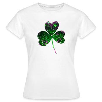 Trèfle, paillettes, trèfle, feuille, vert - T-shirt Femme - blanc - Devant - AI Model Female 172 dark (172cm)