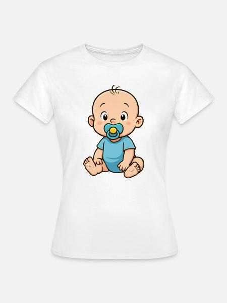 Spielerisches Baby mit Knuddel-Pacifier - Frauen T-Shirt - Weiß