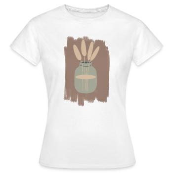Vase avec roseau Minimal - T-shirt Femme - blanc - Devant - AI Model Female 172 dark (172cm)